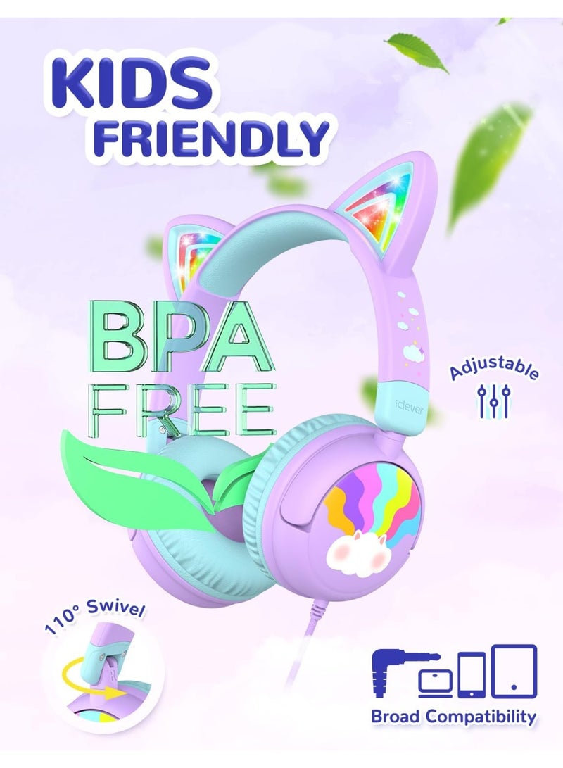 آيكليفير سماعات رأس للأطفال سلكية مضيئة للأجهزة اللوحية والمدرسة والسفر - Image 2