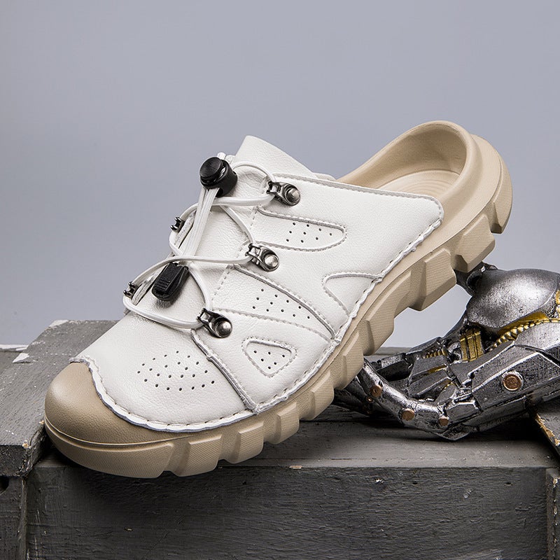 Men'S Summer Breathable Closed-Toe Slippers, Non-Slip, Wear-Resistant Leather Sandals, Outdoor Casual Beach Shoes - Image 2