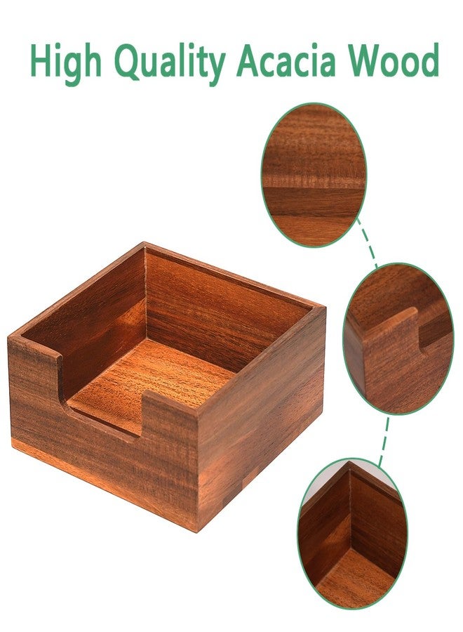 Phininia Acacia Cocktail Napkin Holder for Table, Wooden Napkin Holder, Flat Square Beverage Napkin Tray, Farmhouse Cocktail Napkin Caddy for Bar, Party, Dinner, Kitchen Dining Table, 5.5 x 5.5 inches - Image 3