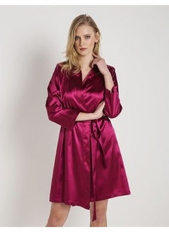 Magic Form 30427 Plain Satin Fabric Short Dressing Gown with Bride Written Back - Cherry  - Image 4