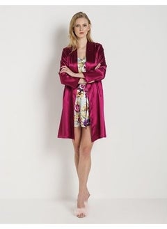 Magic Form 30427 Plain Satin Fabric Short Dressing Gown with Bride Written Back - Cherry  - Image 2