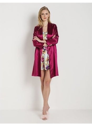 Magic Form 30427 Plain Satin Fabric Short Dressing Gown with Bride Written Back - Cherry  - Image 2