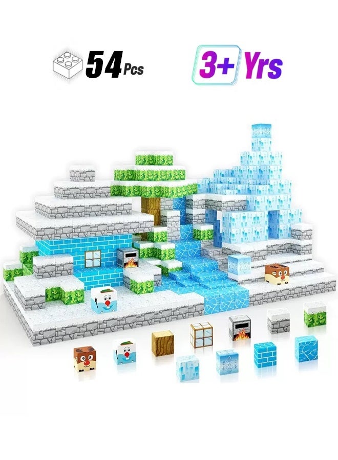 HALAMODO Magnetic Building 54pcs Blocks - Build Mine Magnets World World Set, Magnet World Frozen Edition Children's Toy for 3 4 5 6 Years Gift Girls Magnetic Game Princess Castle STEM Toy for 3+ Children - Image 1