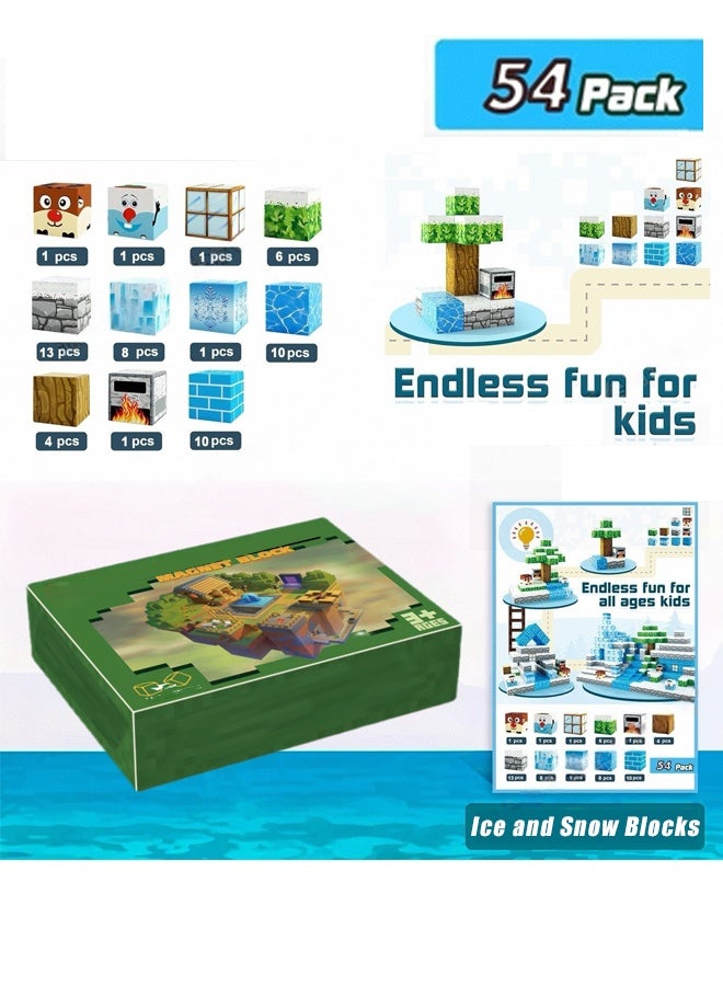 HALAMODO Magnetic Building 54pcs Blocks - Build Mine Magnets World World Set, Magnet World Frozen Edition Children's Toy for 3 4 5 6 Years Gift Girls Magnetic Game Princess Castle STEM Toy for 3+ Children - Image 4