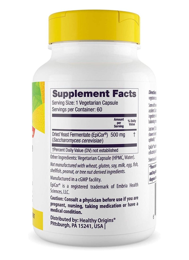 Healthy Origins EpiCor High-Metabolite Immunogens Supports a healthy Immune System 500mg Dietary Supplement - 60 Veggie Caps  - Image 2