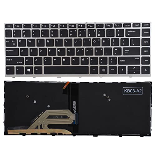 SUNMALL Replacement Backlit Keyboard Compatible with HP ProBook 430 G5 / 440 G5 / 445 G5 / 640 G4 / 645 G4 / 640 G5 with Silver Frame Backlight, No Pointer L09546-001 L00735-001 - Image 1