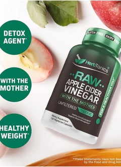 Herbtonics Raw Apple Cider Vinegar Capsules with Mother - Detox, Cleanse & Digestive Health Formula - Unfiltered ACV for Weight Management, Metabolic Support & Bloating Relief - Non-GMO - 240 Capsules  - Image 4