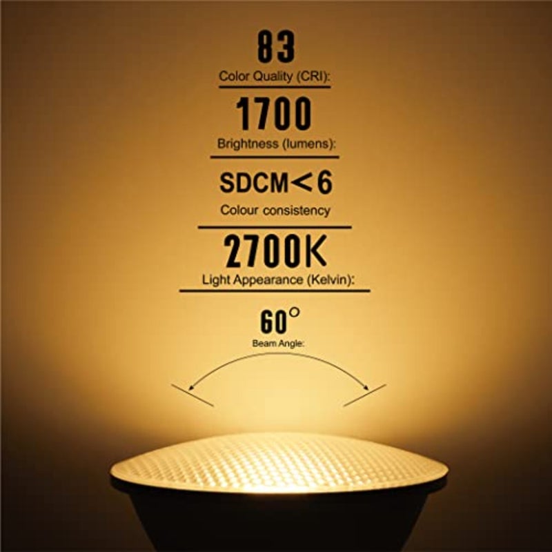لمبة LED E27 PAR38 بيضاء دافئة 2000 لومن 18 وات مكافئة 120 وات هالوجين حزمة من 2 بقعة ضوء خالية من الوميض 2700K IP65 مصباح عاكس 60 درجة شعاع عريض غير قابل للتعتيم - Image 3