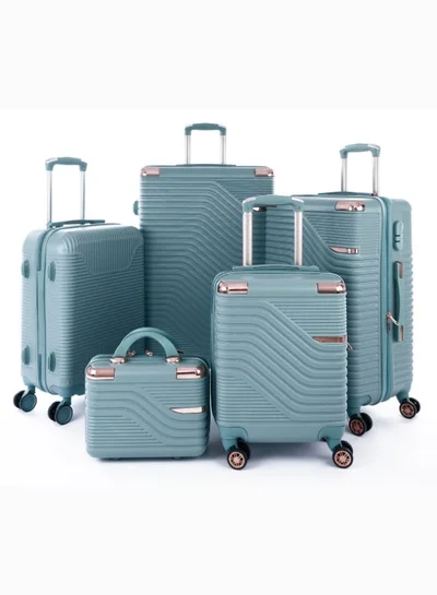 ليمرا طقم شنط سفر مكون من خمس حقائب أمتعة لون تيفاني بمقاس 32"/28"/24"/20"/12 انش