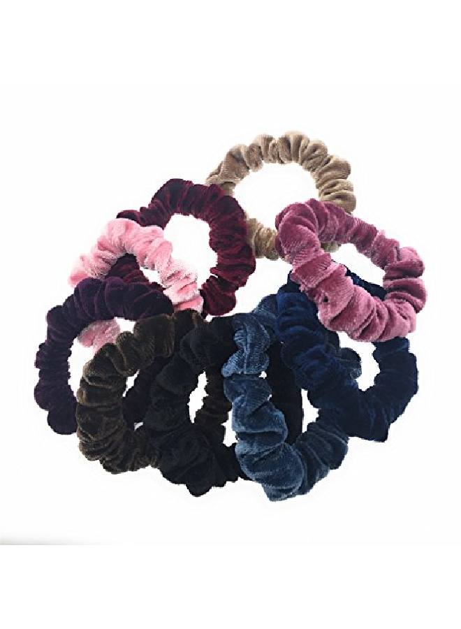 PIDOUDOU 10 Pack Assorted Color Small Velvet Scrunchies For Thin Hair Women Elastic Hair Bands Accessories - Image 5