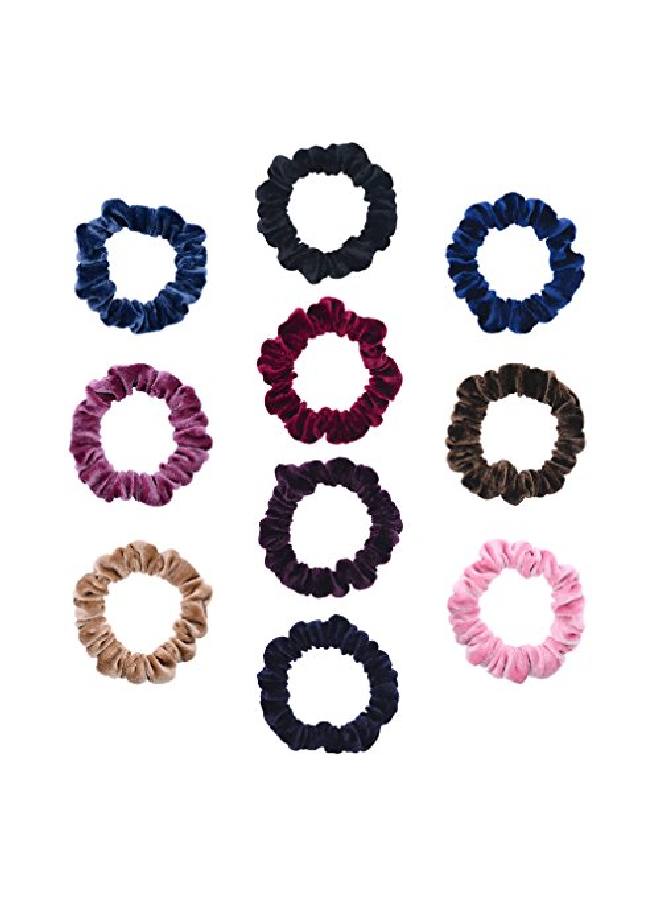 PIDOUDOU 10 Pack Assorted Color Small Velvet Scrunchies For Thin Hair Women Elastic Hair Bands Accessories - Image 3