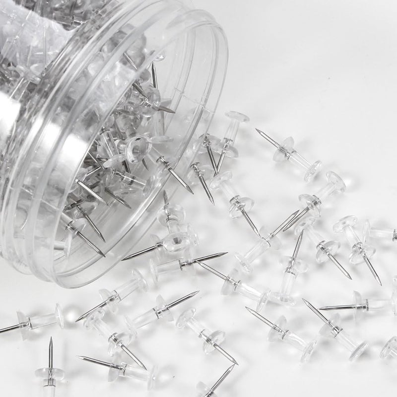 Yalis Push Pins 600 Count, Standard Clear Thumb Tacks Steel Point and Clear Plastic Head - Image 2