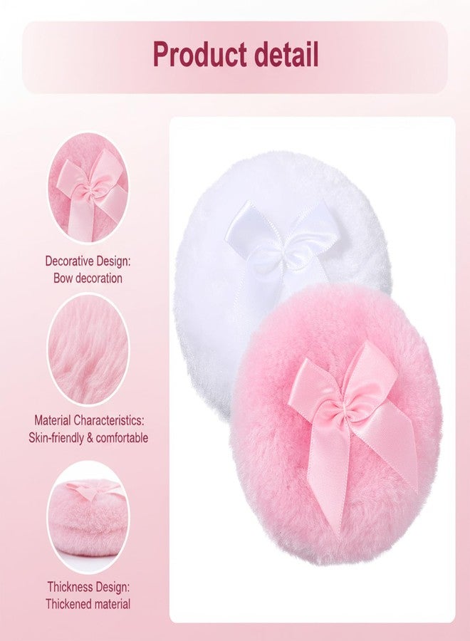 Exircy 2 PCS Large Fluffy Powder Puff, 3.5 Inch Ultra Soft Washable Large Body Powder Puff Round Reusable Dusting Powder Puffs for Wet Dry Makeup Face Body (White & Pink) - Image 3