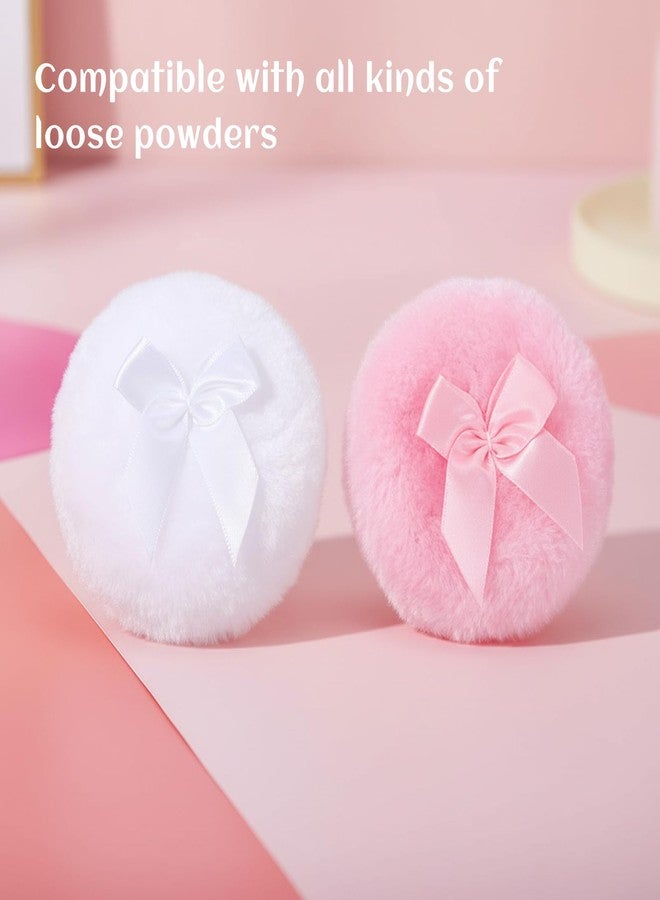Exircy 2 PCS Large Fluffy Powder Puff, 3.5 Inch Ultra Soft Washable Large Body Powder Puff Round Reusable Dusting Powder Puffs for Wet Dry Makeup Face Body (White & Pink) - Image 5