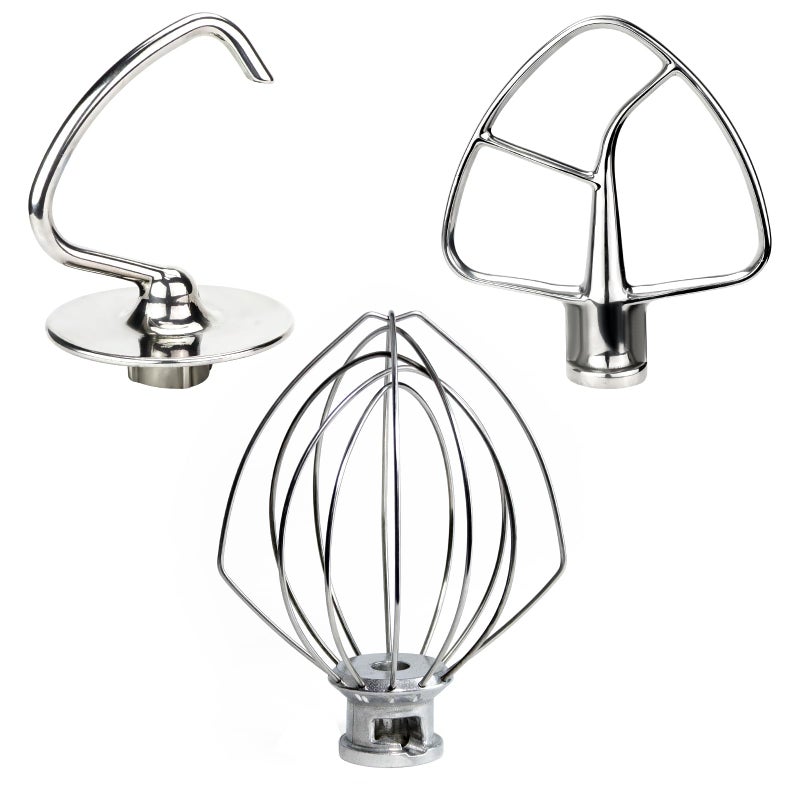 Funmit Mixers Accessories Stainless Steel Attachments Replacement for Kitchenaid Mixers K45WW Wire Whip K45DH Dough Hook K45B Coated Flat Blade Paddle Kitchen TiltHead Aid Stand Mixer Attachment - Image 2