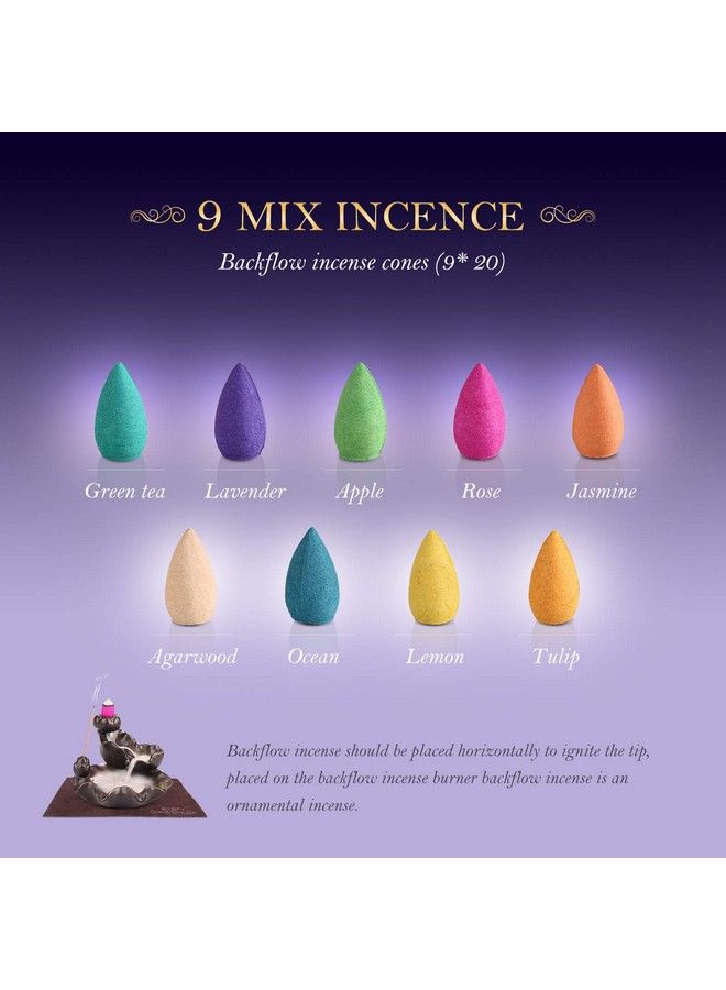 OTOFY Backflow Incense Cones 180 Pcs Of 100% Natural Handwork Scents Waterfall Incense Rose Tulip Jasmine Lavender Rose For Backflow Incense Burner Holder Natural ; Meditation & Yoga Gift（Pure Black） - Image 5