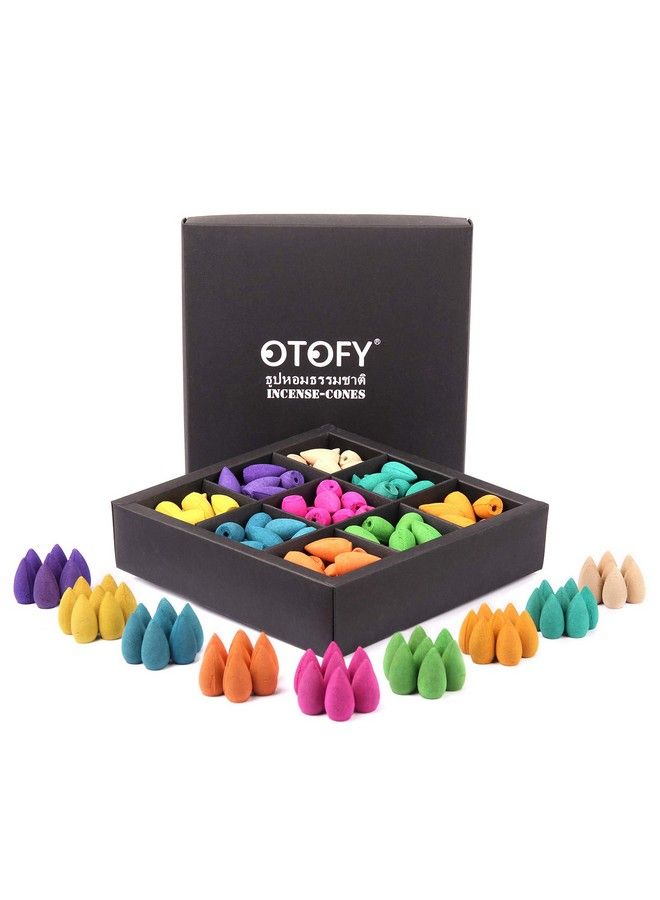 OTOFY Backflow Incense Cones 180 Pcs Of 100% Natural Handwork Scents Waterfall Incense Rose Tulip Jasmine Lavender Rose For Backflow Incense Burner Holder Natural ; Meditation & Yoga Gift（Pure Black） - Image 2