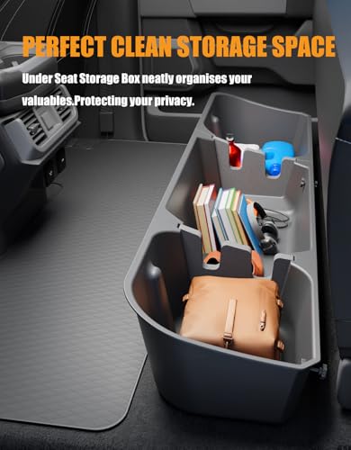 KINGGERI Under Seat Storage Boxes Compatible with 2015-2026 Ford F-150 F150 SuperCrew Cab, 2017-2026 Ford F-250 F-350 F-450 F-550 Super Duty, Upgraded Rear Under Back Seat Cargo Tool Box Organizer - Image 4