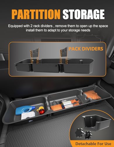 KINGGERI Under Seat Storage Boxes Compatible with 2015-2026 Ford F-150 F150 SuperCrew Cab, 2017-2026 Ford F-250 F-350 F-450 F-550 Super Duty, Upgraded Rear Under Back Seat Cargo Tool Box Organizer - Image 5