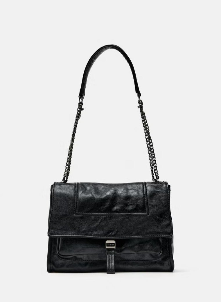 زارا Pleated Hobo Bag Chain Shoulder Bag - Image 1