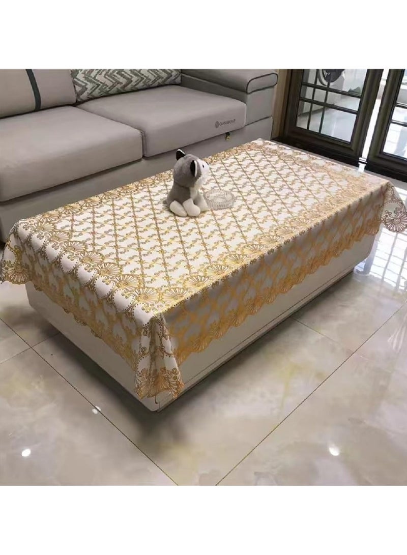 Rectangle Table Cloth/Gold Waterproof PVC Tablecloths/Wipeable Washable Table Cover for Kitchen and Dining Room (Gold) - Image 2