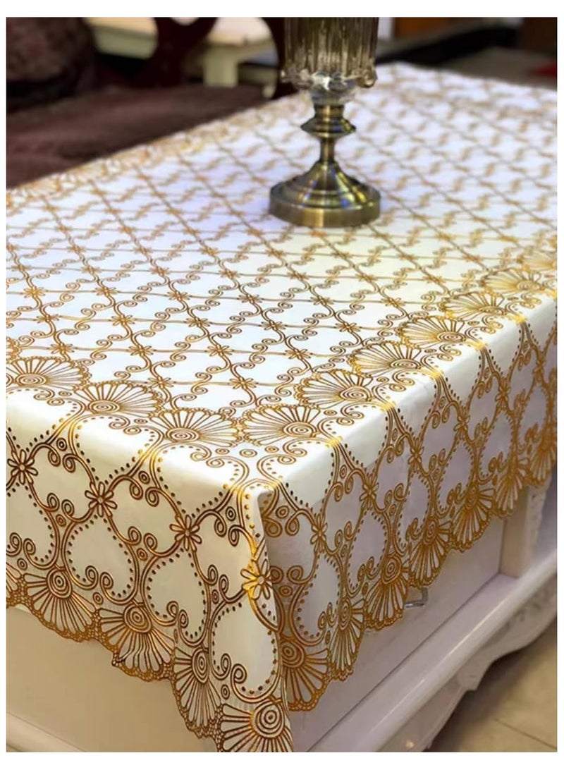 Rectangle Table Cloth/Gold Waterproof PVC Tablecloths/Wipeable Washable Table Cover for Kitchen and Dining Room (Gold) - Image 3
