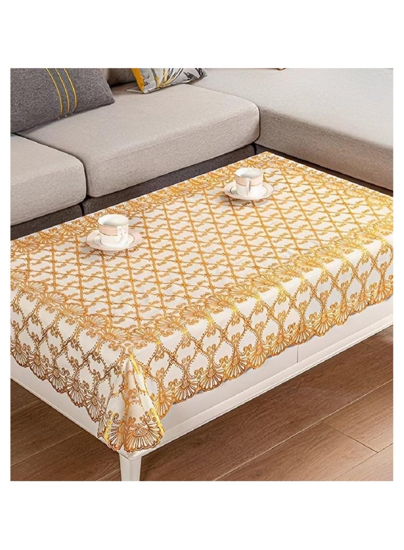 Rectangle Table Cloth/Gold Waterproof PVC Tablecloths/Wipeable Washable Table Cover for Kitchen and Dining Room (Gold) - Image 4