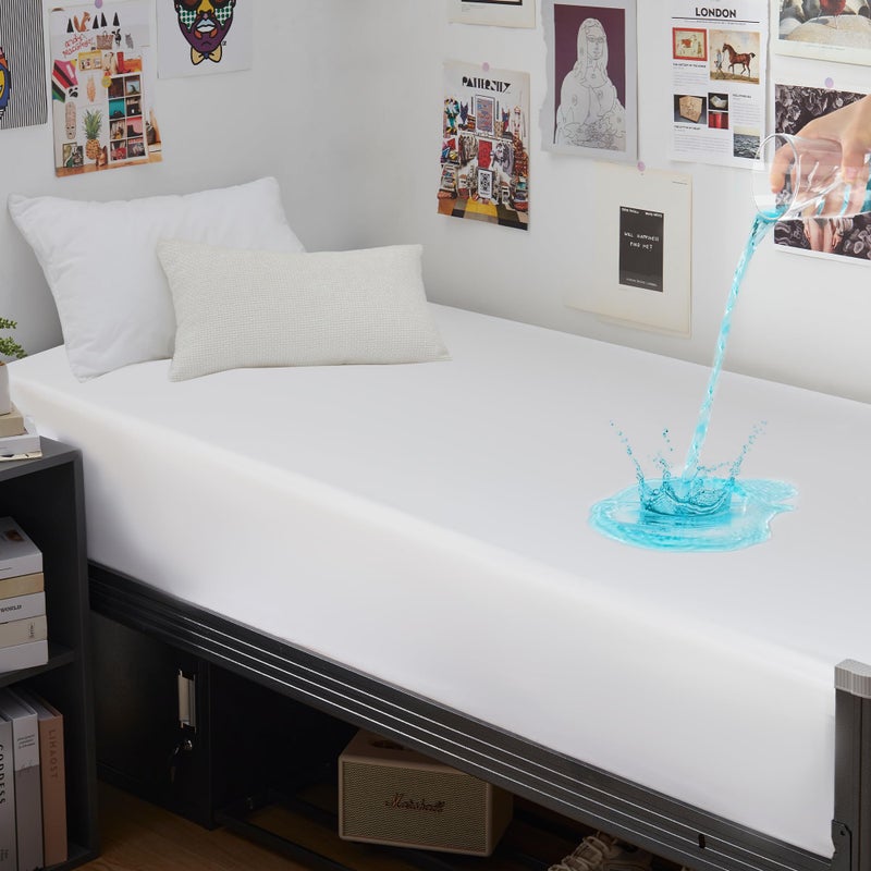 حامي مرتبة GRT توين XL مقاوم للماء 80 × 39 أبيض 1 عبوة قابل للغسل في الغسالة خالي من الفينيل معتمد من OEKOTEX