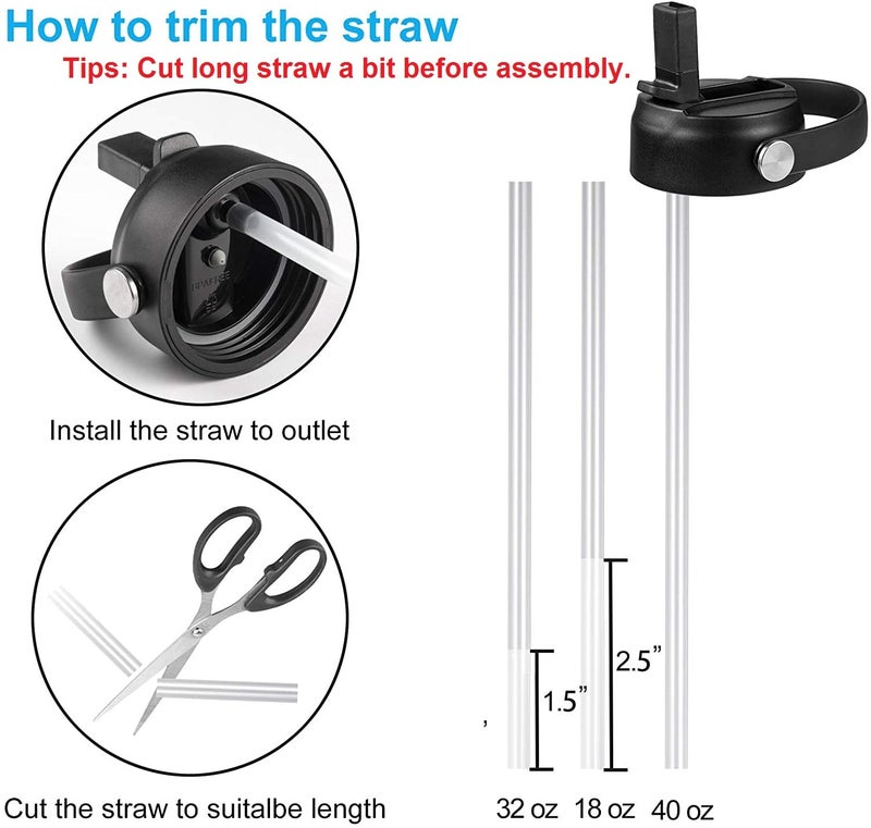 FLORAPELL Straw Lid for Hydro Flask Wide Mouth Water Bottles, Top Lids with Straw Compatible with Hydro Flask 32 41 oz, Replacement Cap Wide Mouth Accessories Flip Lid Flex Handle, Black - Image 5