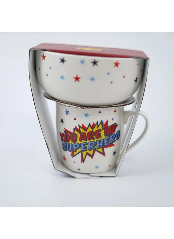 DANUBE HOME BTS 2 -Piece New Bone China Breakfast Set Mug And Bowl Ceramic Tea Coffee Cup for Breakfast Home Kitchen -370Ml,580Ml