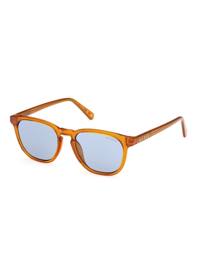 GUESS Men's UV Protection Round Shape Sunglasses - GU829344V49 - Lens Size: 49 Mm - Shiny Light Orange - Image 1