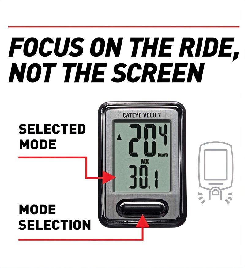 CATEYE Velo Wired Bike Computer – Entry-Level Speedometer and Odometer, Perfect for Beginner Cyclists, Auto Start/Stop, Easy Setup for Road, MTB, Gravel Bikes, 3 Year Battery Life - Image 3