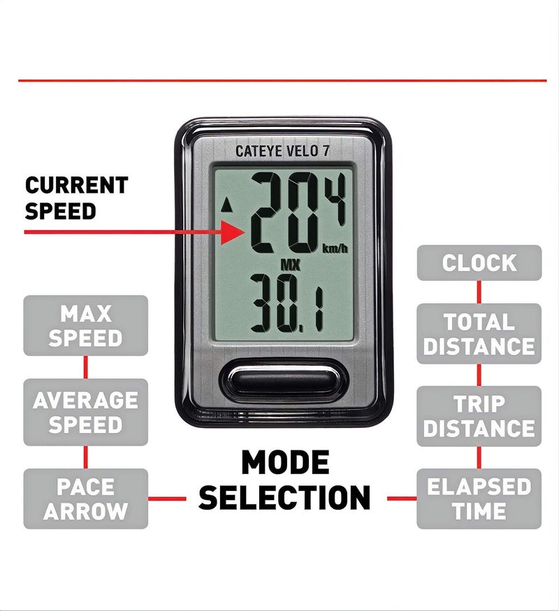 CATEYE Velo Wired Bike Computer – Entry-Level Speedometer and Odometer, Perfect for Beginner Cyclists, Auto Start/Stop, Easy Setup for Road, MTB, Gravel Bikes, 3 Year Battery Life - Image 2