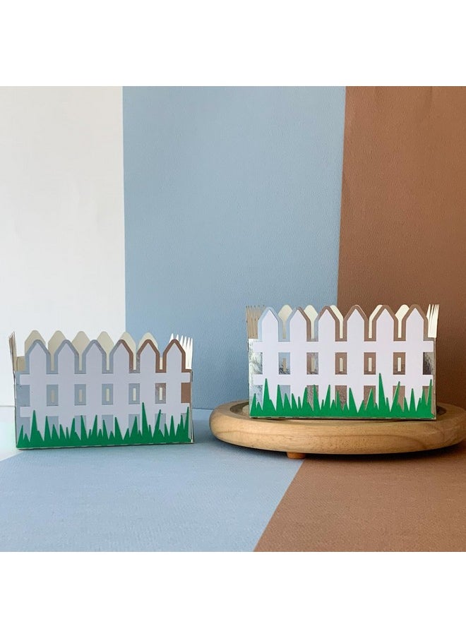Pinfliers Pinfliers Farm/Barn/Barnyard Peppa Pig Theme Birthday Decoration Paper Fence Boxes for Table Centerpiece Decor, 1 Pack of 2, Birthday Party Table Decoration/Center Piece Birthday Party  - Image 1