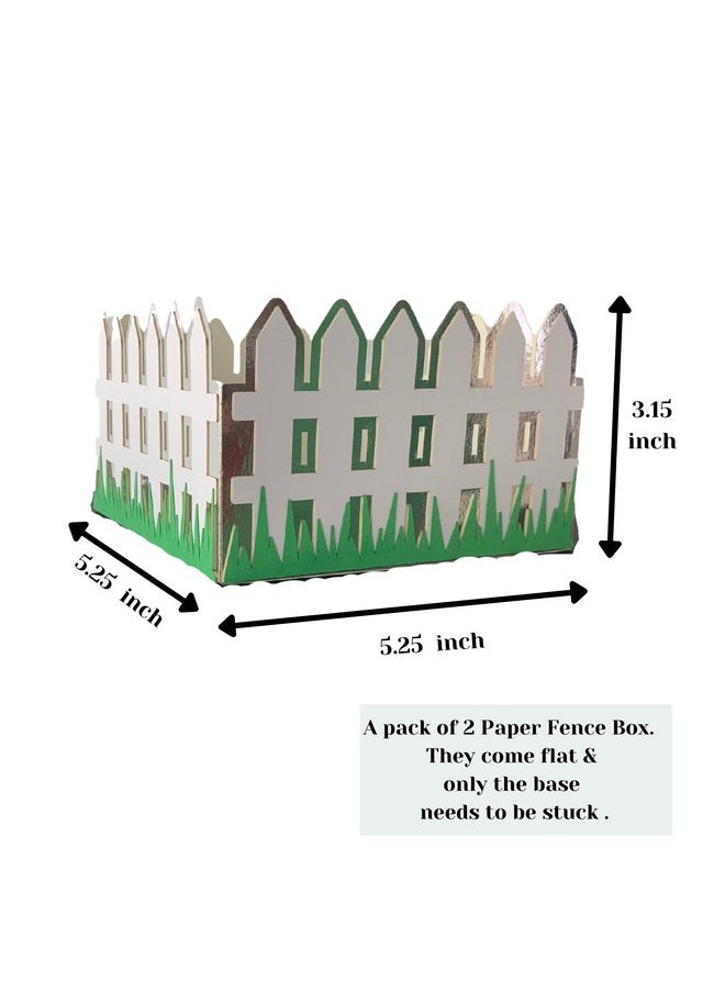Pinfliers Pinfliers Farm/Barn/Barnyard Peppa Pig Theme Birthday Decoration Paper Fence Boxes for Table Centerpiece Decor, 1 Pack of 2, Birthday Party Table Decoration/Center Piece Birthday Party  - Image 2