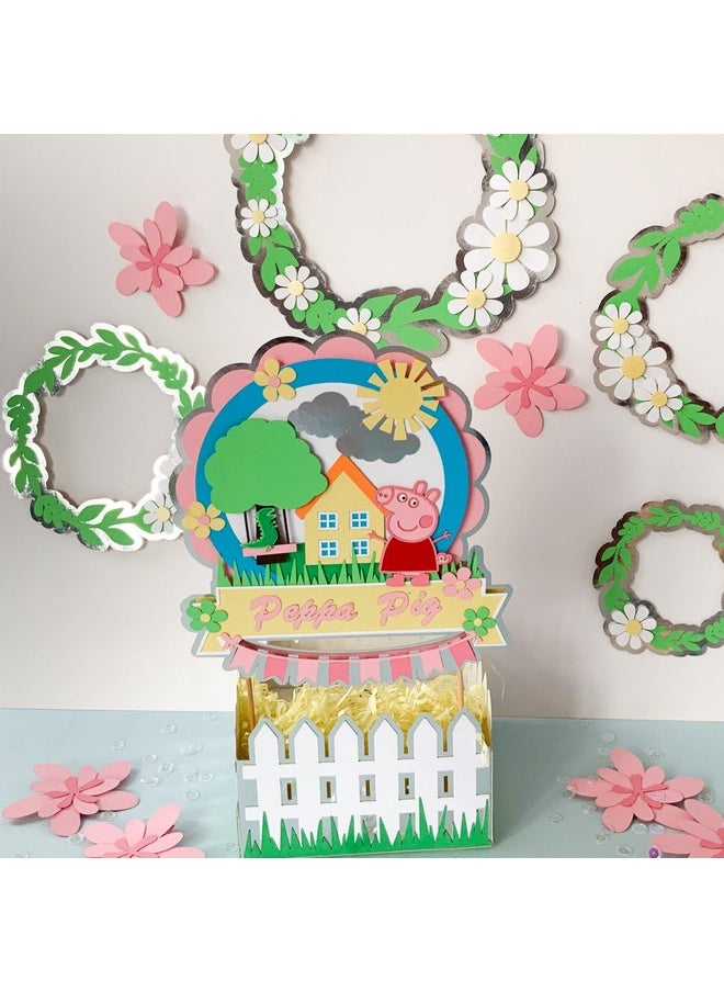 Pinfliers Pinfliers Farm/Barn/Barnyard Peppa Pig Theme Birthday Decoration Paper Fence Boxes for Table Centerpiece Decor, 1 Pack of 2, Birthday Party Table Decoration/Center Piece Birthday Party  - Image 3