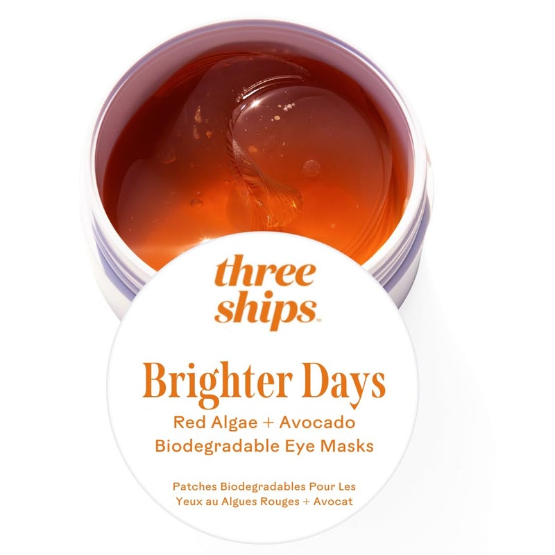 Three Ships Brighter Days Red Algae  Avocado Eye Masks Under Eye Patches for Dark Circles and Puffiness Hydrating Biodegradeable 30 sets