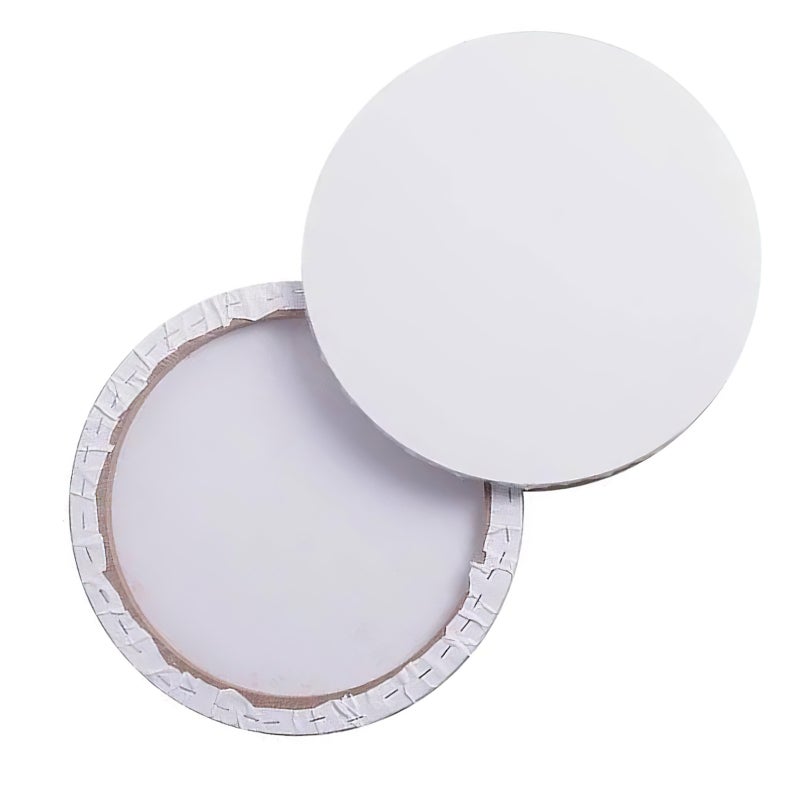 2pcs Circle Canvas - 30cm Round Oil Painting Framed Canvas - Cotton Cloth Blank Stretched Board With Internal Wood Frame For Artists Practice Festivals Home Art - Image 1