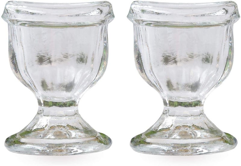 GoodsHealthShop Glass Eye Wash Cup for Keep Your Eyes Clean and Healthy  Soothing Relief from Allergens Irritants Makeup Dust Dry Eyes  Eye Shaped Rim Snug Fit Set of 2 Transparent or Blue - Image 3