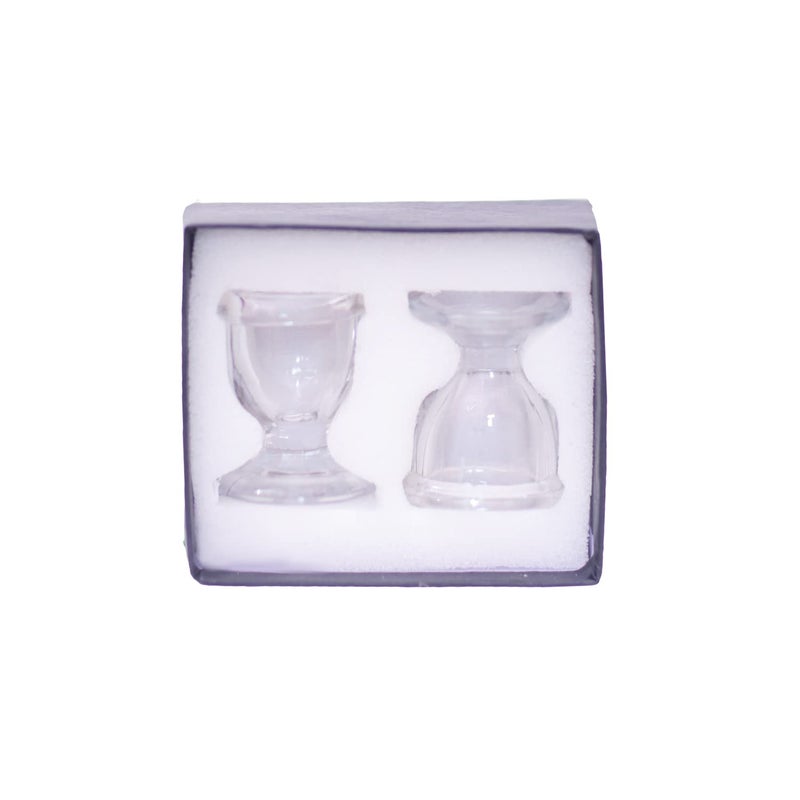 GoodsHealthShop Glass Eye Wash Cup for Keep Your Eyes Clean and Healthy  Soothing Relief from Allergens Irritants Makeup Dust Dry Eyes  Eye Shaped Rim Snug Fit Set of 2 Transparent or Blue - Image 2