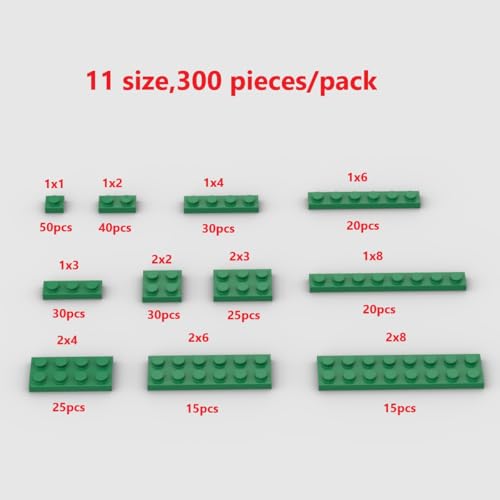 YUJHITP Green Building Plate Bulk Assortment Pack 300PCS Green Small Base Plate Accessories Compatible with LEGO 300 Pieces Age 6 - Image 5