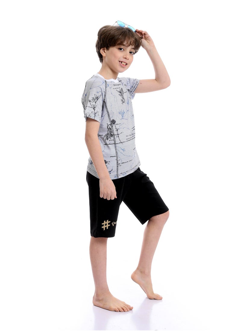 REDCOTTON Red Cotton- boys summer Pajama with short -black  - Image 2