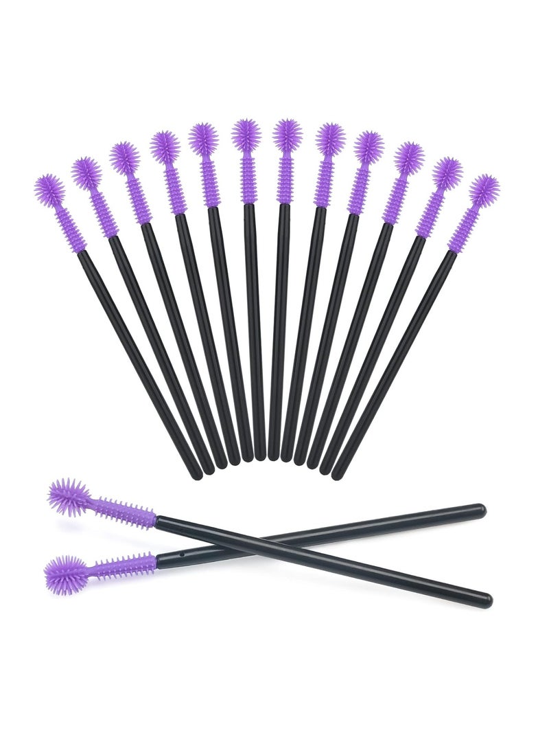 g2plus G2PLUS 50PCS Silicone Eyelash Brushes, Disposable Mascara Wands, Adjustable Ball- Shape Eyelash Spoolies, Eyebrow Brushes for Eyelash Extension and Eyebrow (Purple)  - Image 1