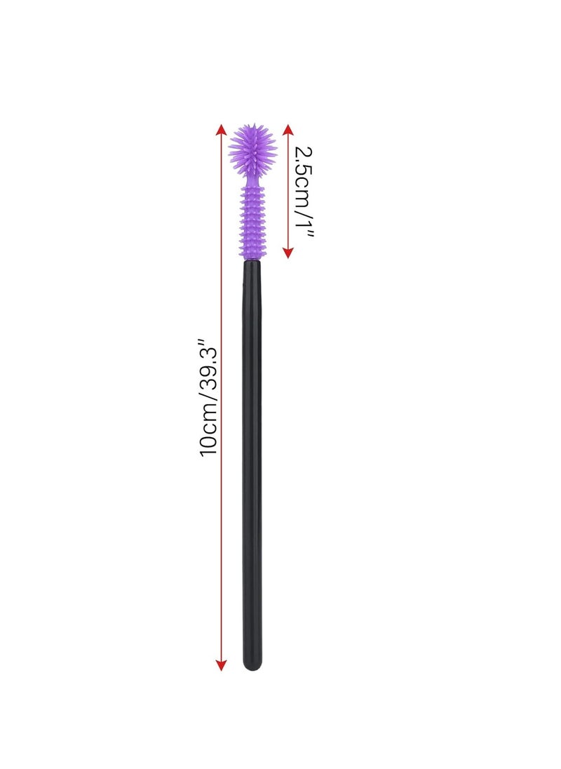 g2plus G2PLUS 50PCS Silicone Eyelash Brushes, Disposable Mascara Wands, Adjustable Ball- Shape Eyelash Spoolies, Eyebrow Brushes for Eyelash Extension and Eyebrow (Purple)  - Image 3