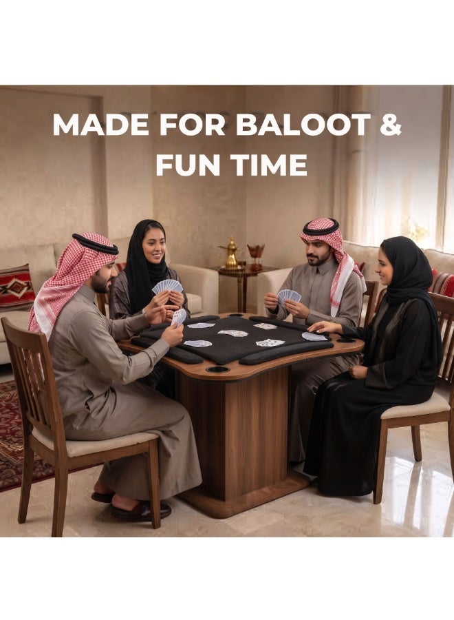 فور بلس طاولة "المسمك بالوت" المرتفعة (مجموعة من 4 قطع) بسطح مخملي، مقاس 90×90×73 سم (لون أسود) - مثالية للعائلة والأصدقاء. - Image 3