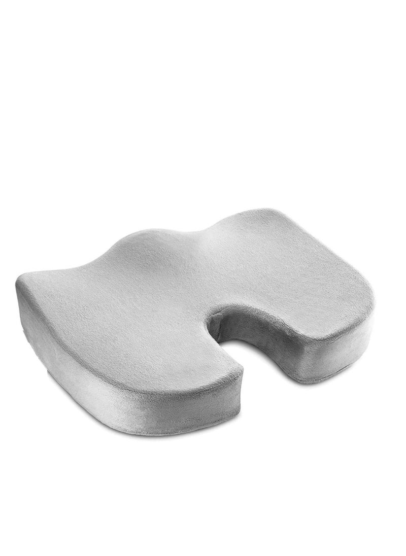 TYCOM Premium Comfort Seat Cushion Non Slip Orthopedic 100% Memory Foam Coccyx Cushion for Tailbone Pain Cushion for Office Chair Car Seat Back Pain Sciatica Relief Grey.  - Image 1