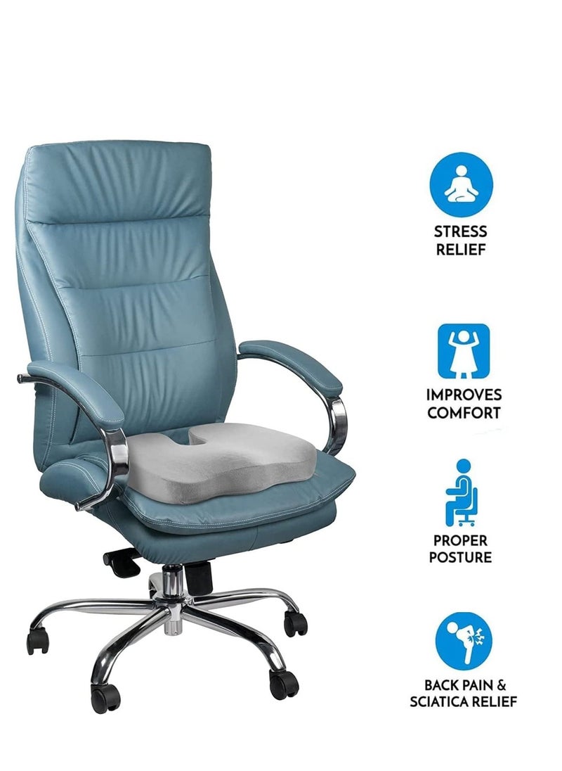 TYCOM Premium Comfort Seat Cushion Non Slip Orthopedic 100% Memory Foam Coccyx Cushion for Tailbone Pain Cushion for Office Chair Car Seat Back Pain Sciatica Relief Grey.  - Image 2