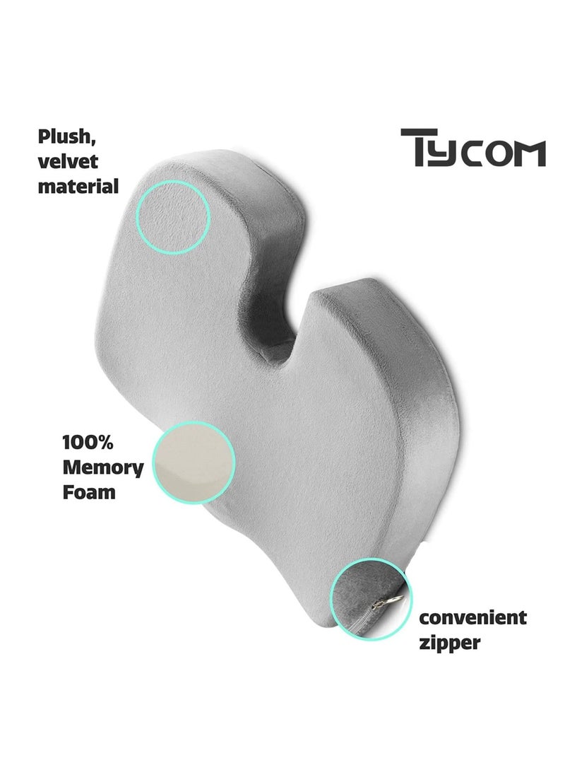 TYCOM Premium Comfort Seat Cushion Non Slip Orthopedic 100% Memory Foam Coccyx Cushion for Tailbone Pain Cushion for Office Chair Car Seat Back Pain Sciatica Relief Grey.  - Image 5