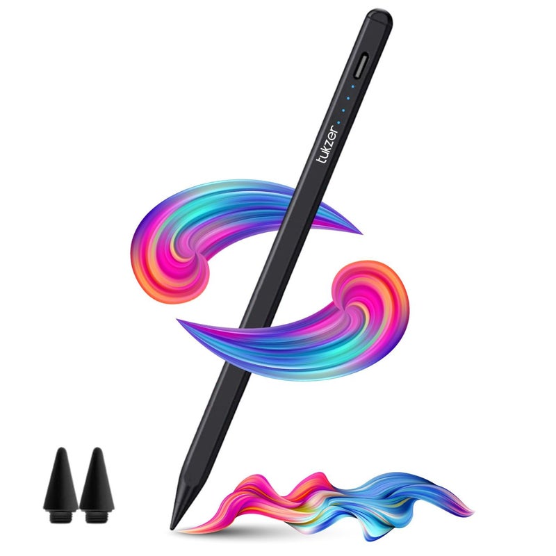 tuKZer Active 2nd Gen Stylus Pen iPad Pencil | Palm Rejection, Tilt Sensor, High Precision| for only iPad 2018 Onwards iPad(6/7/8/9/10) Air(3/4/5) Pro11(1/2/3/4) Pro12.9 (3/4/5/6) Mini(6/5) (Black) - Image 1