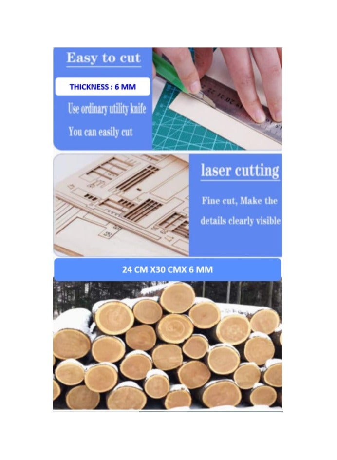 Natural plywood Wood for Craft, PK / 2EA, 30cm x 24cm x 6mm, for drawing, printing, engraving and more art crafts - Image 3